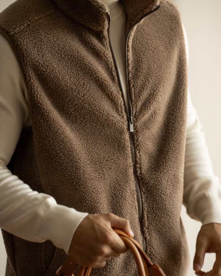 Men's Sherpa-Style Zip-Front Vest | Stylish