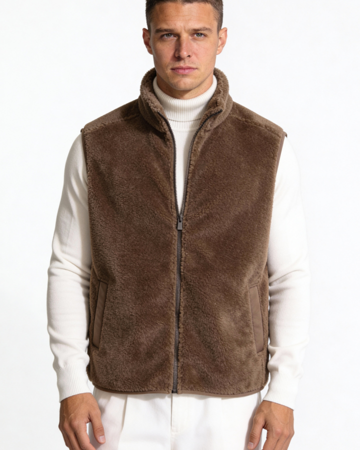Men's Sherpa-Style Zip-Front Vest | Stylish
