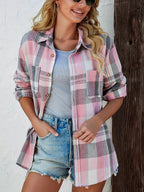 Women’s Button Front Plaid Shirt Jacket | Oversized