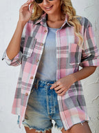 Women’s Button Front Plaid Shirt Jacket | Oversized