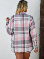 Women’s Button Front Plaid Shirt Jacket | Oversized