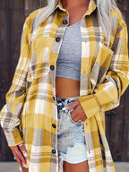 Women’s Button Front Plaid Shirt Jacket | Oversized