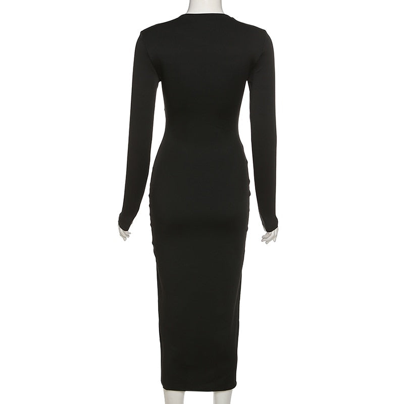Women’s Evening Bodycon Crossed Neckline Dress | Maxi