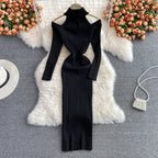 Women’s Halter Neck Cut-Out Knit Dress | Midi