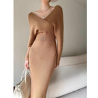 Women's Slim-Fit Wrap Ribbed Knit Midi Dress | Winter