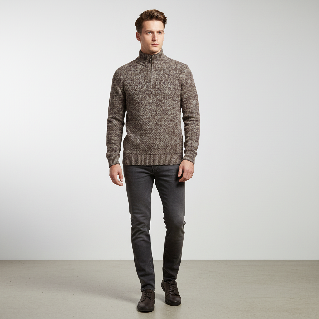 Men’s Textured Half Zip Sweater | Winter