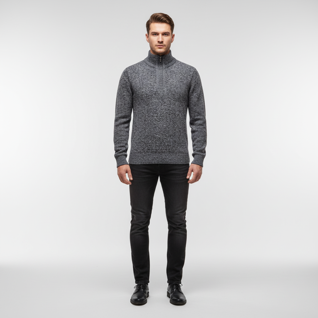 Men’s Textured Half Zip Sweater | Winter