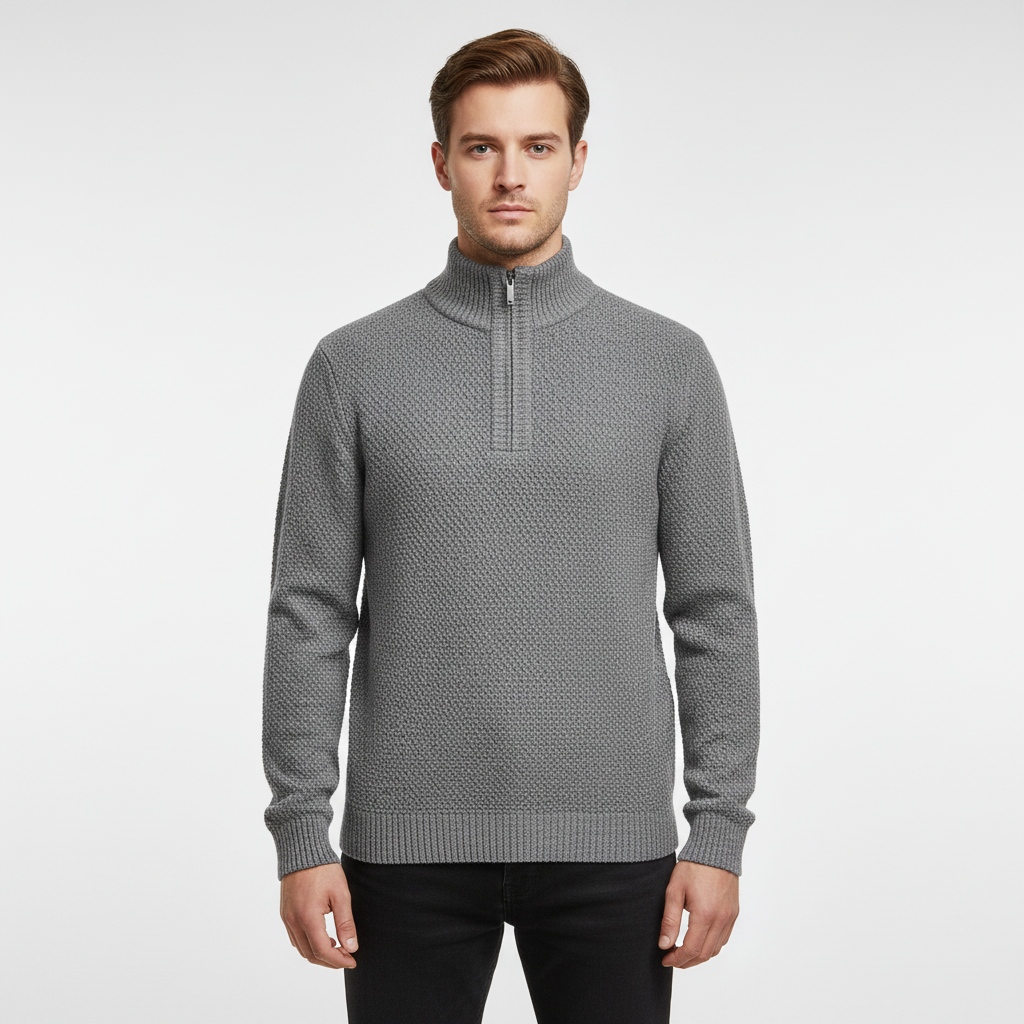 Men’s Textured Half Zip Sweater | Winter