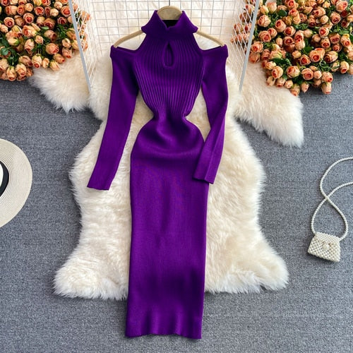 Women’s Halter Neck Cut-Out Knit Dress | Midi