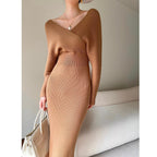 Women's Slim-Fit Wrap Ribbed Knit Midi Dress | Winter