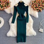Women’s Halter Neck Cut-Out Knit Dress | Midi