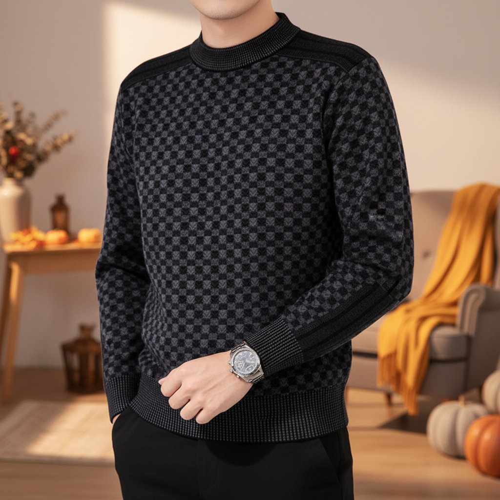 Men’s Printed Crew Neck Sweater | Fall