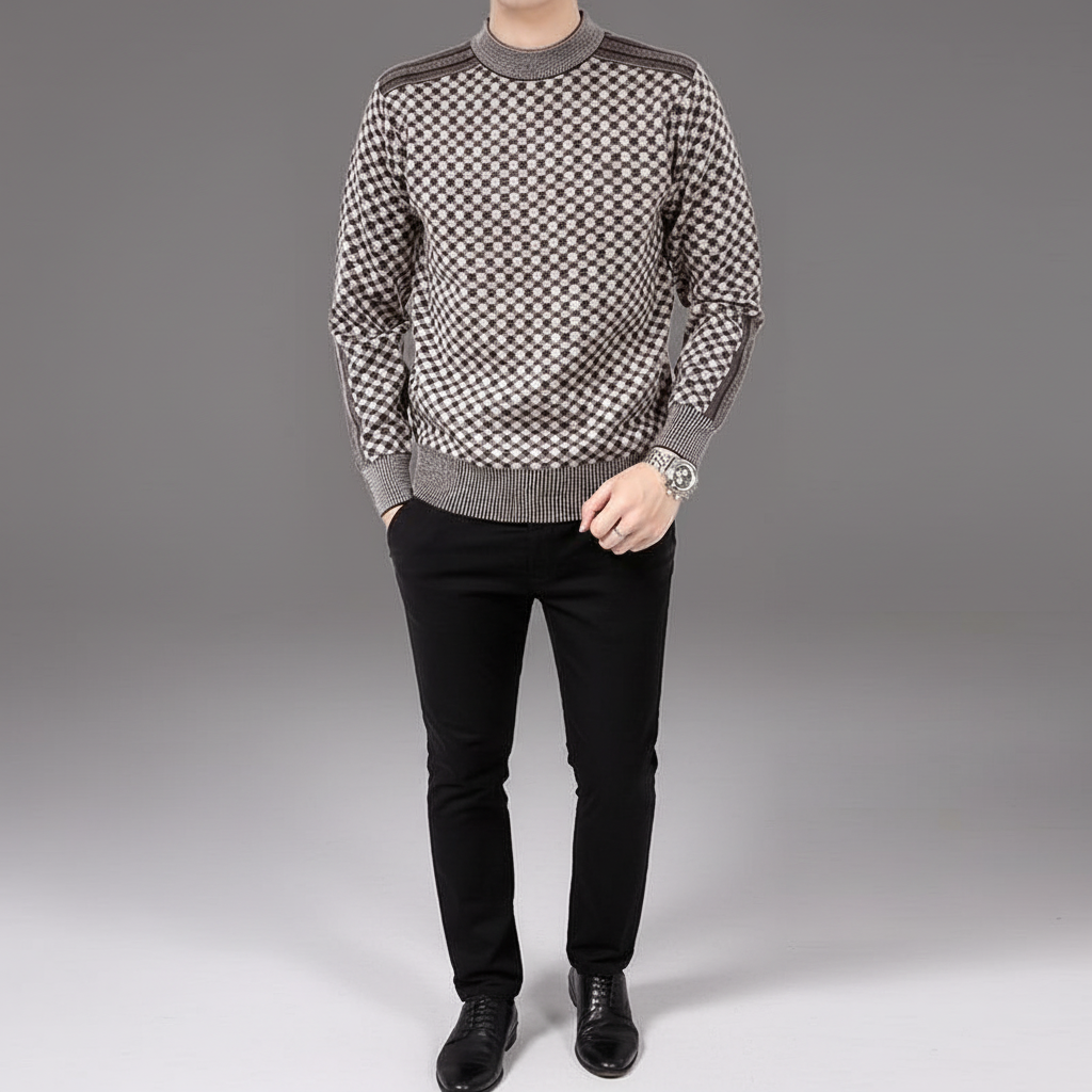 Men’s Printed Crew Neck Sweater | Fall
