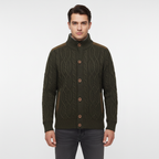 Men’s Cable Knit Button Cardigan | Stand Collar