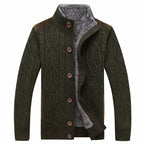 Men’s Cable Knit Button Cardigan | Stand Collar