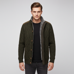 Men’s Cable Knit Button Cardigan | Stand Collar