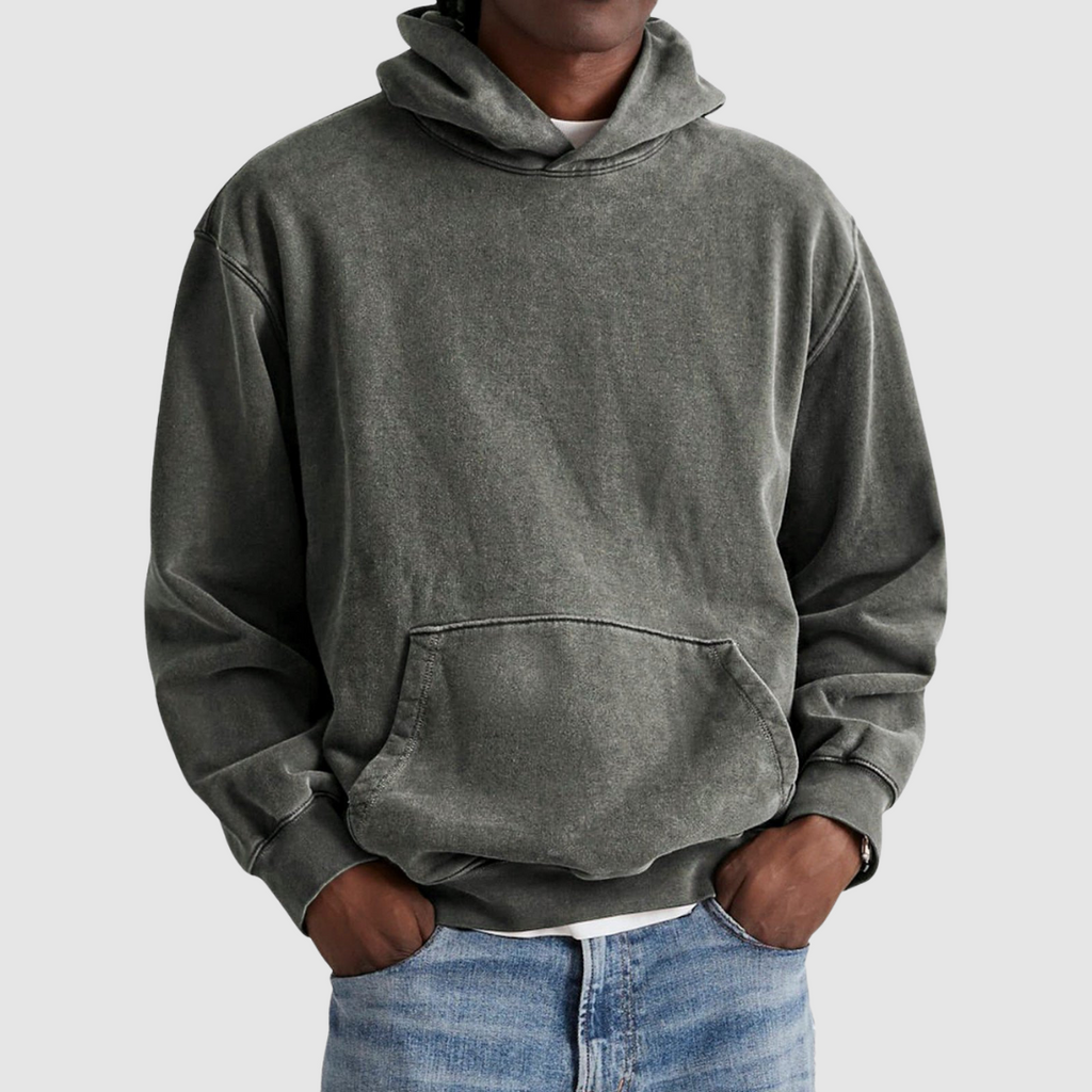 Men's Streetwear Washed Winter Hoodie | Oversized