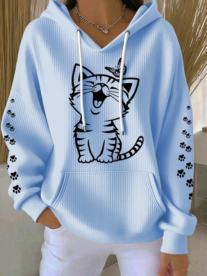 Women's Graphic Print Knitted Hoodie | Oversized