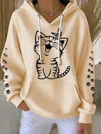 Women's Graphic Print Knitted Hoodie | Oversized