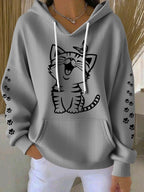 Women's Graphic Print Knitted Hoodie | Oversized