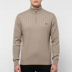 Men’s Ribbed Quarter Zip Sweater | Raised Collar