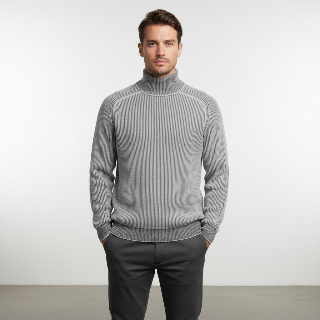Men’s Ribbed Turtleneck Sweater | Long Sleeves