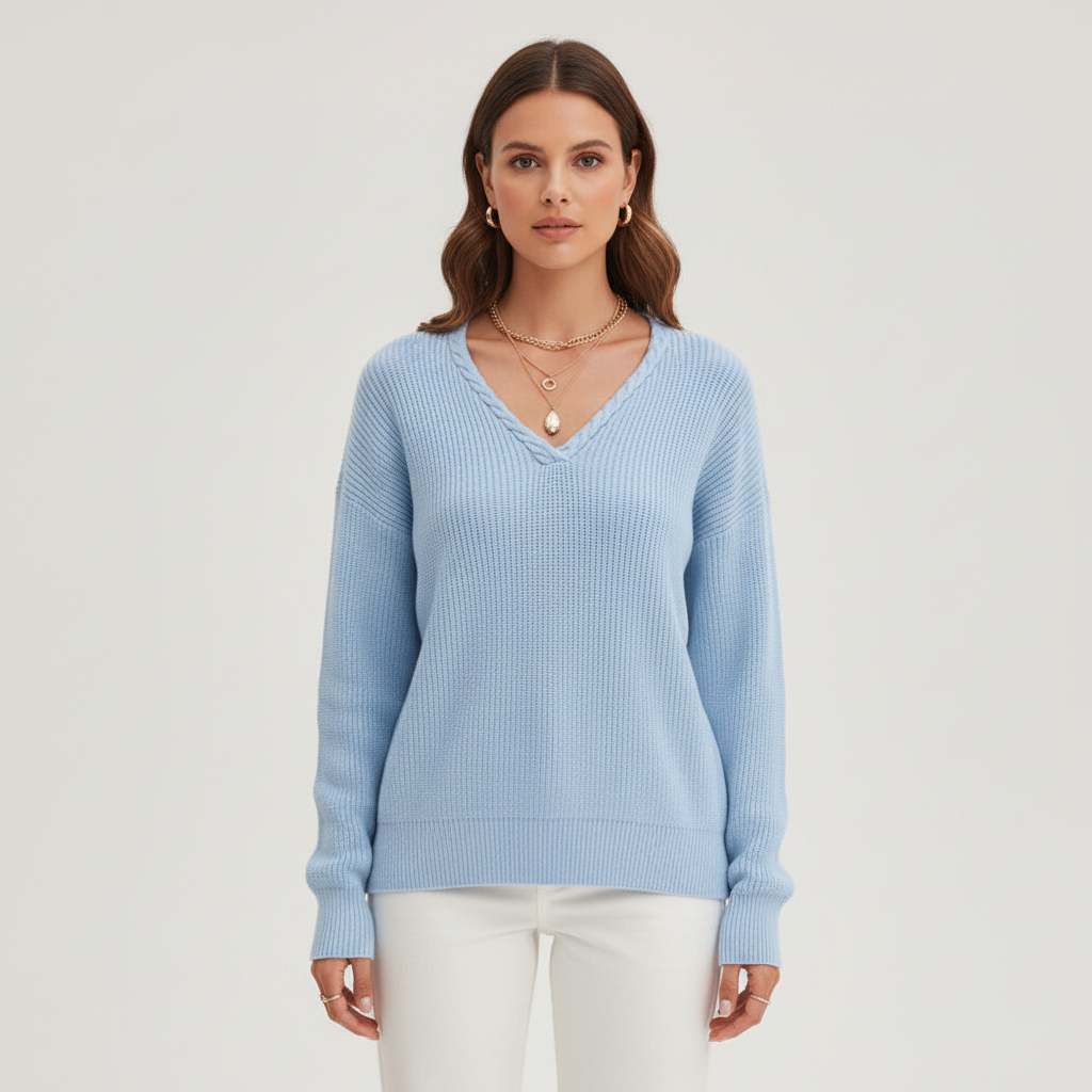 Women’s Ribbed V-Neck Sweater | Casual