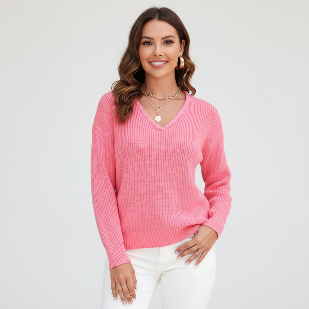 Women’s Ribbed V-Neck Sweater | Casual