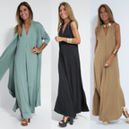 Women's Elegant Maxi Dress and Cardigan Set | Two Piece