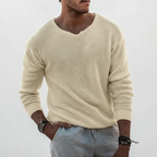 Men’s Waffle Knit Sweater | Notched Crew Neck