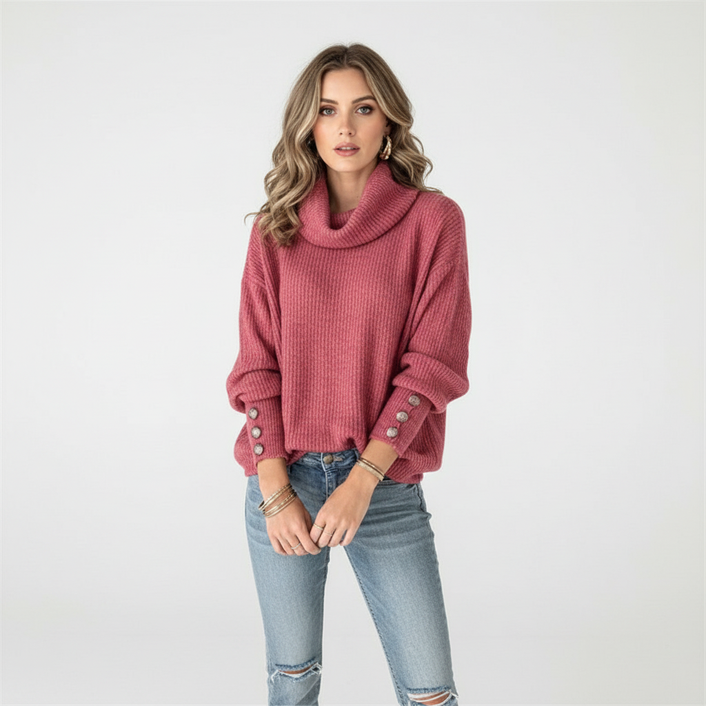 Women’s Ribbed Cowl Neck Sweater | Winter