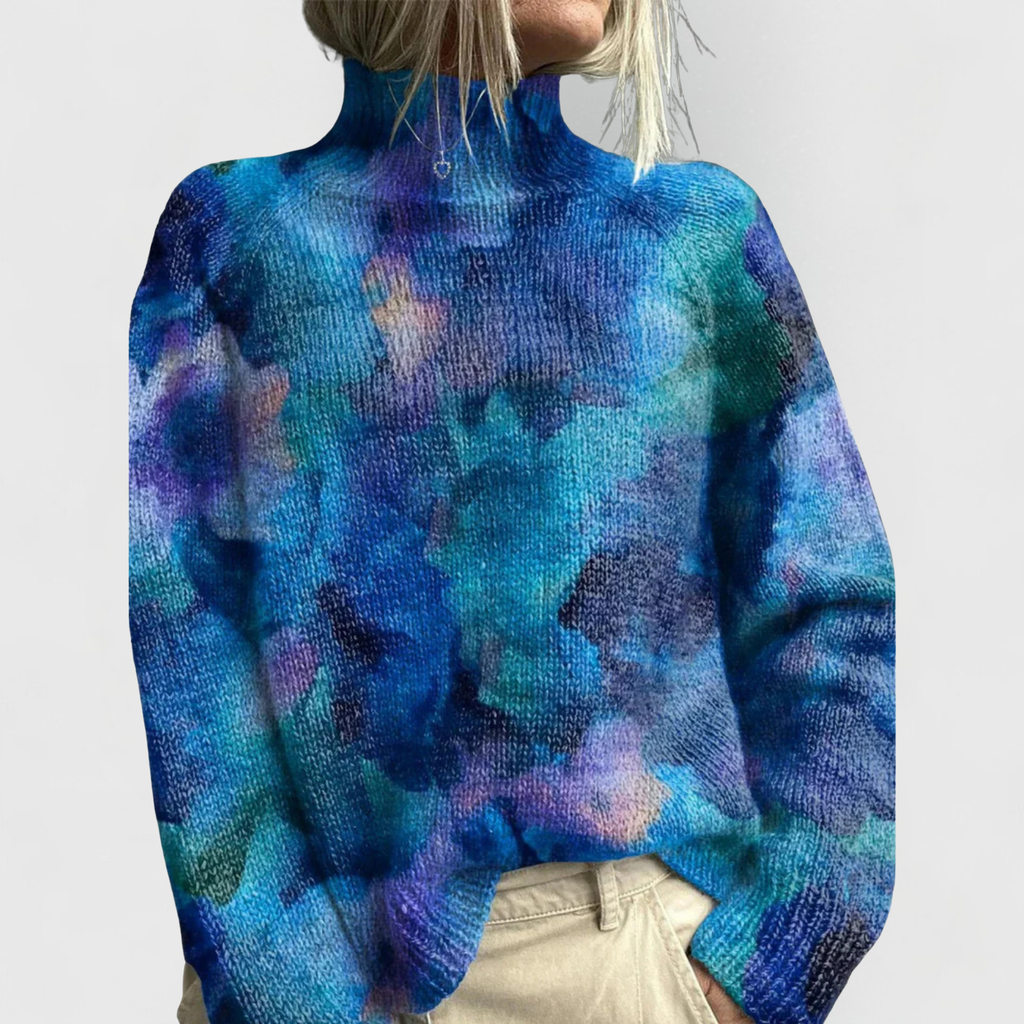 Women’s Turtleneck Printed Knit Sweater | Winter