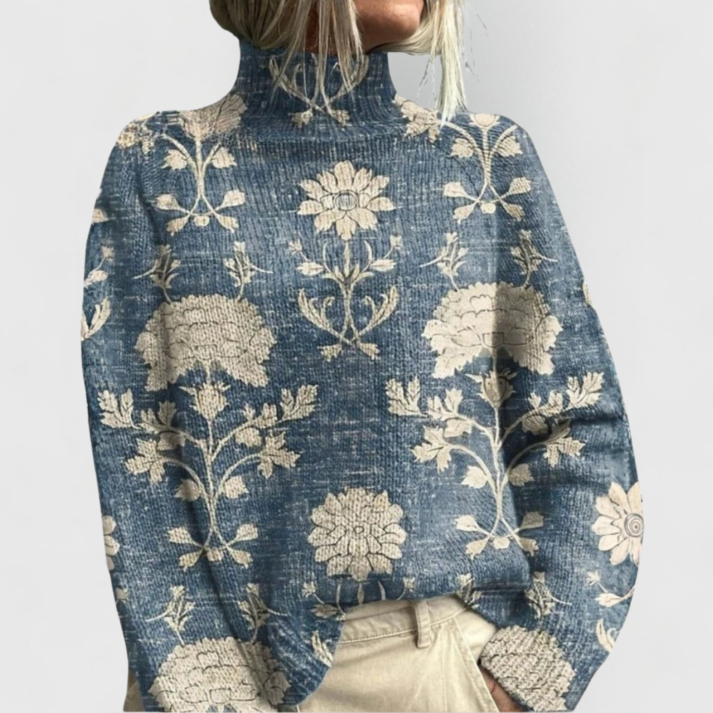 Women’s Turtleneck Printed Knit Sweater | Winter