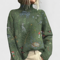 Women’s Turtleneck Printed Knit Sweater | Winter