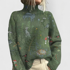 Women’s Turtleneck Printed Knit Sweater | Winter