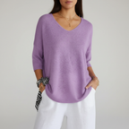 Women’s Casual V-Neck Knit Top | 3/4 Sleeves