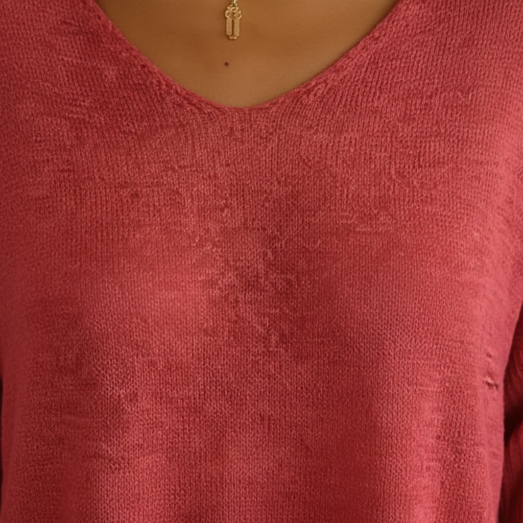 Women’s Casual V-Neck Knit Top | 3/4 Sleeves