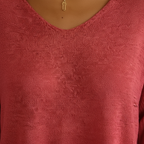 Women’s Casual V-Neck Knit Top | 3/4 Sleeves