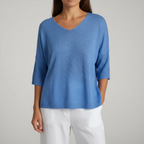 Women’s Casual V-Neck Knit Top | 3/4 Sleeves