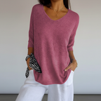 Women’s Casual V-Neck Knit Top | 3/4 Sleeves