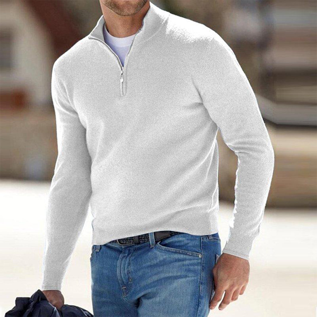 Men’s Quarter-Zip Stand Collar Sweater | Long Sleeves