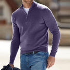 Men’s Quarter-Zip Stand Collar Sweater | Long Sleeves