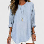 Women's Relaxed Fit Striped Summer Blouse | Long Sleeves