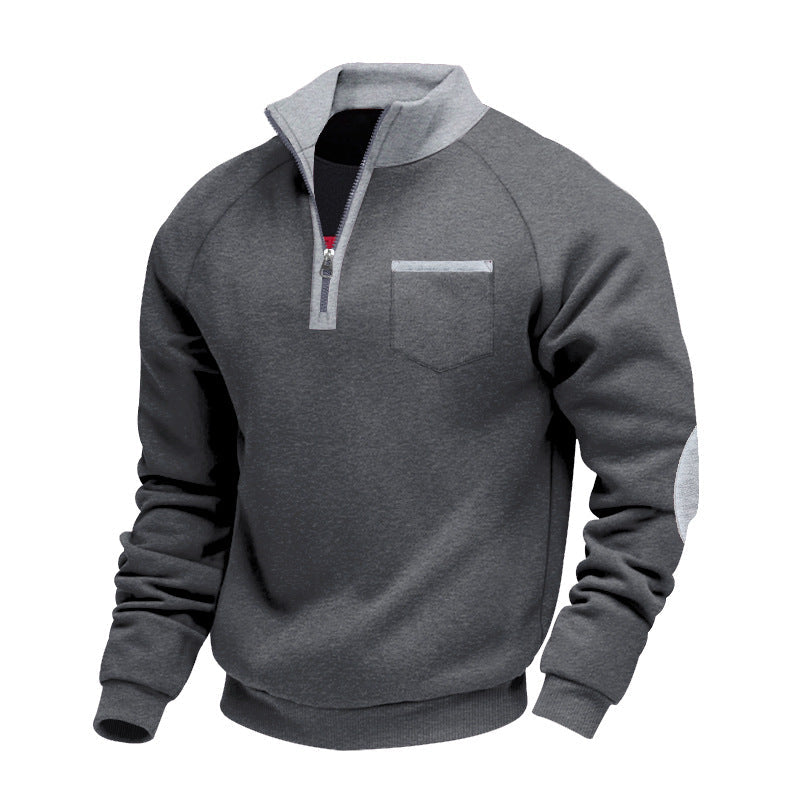 Men's Casual Zip-Up Sweater | Contrast Trim