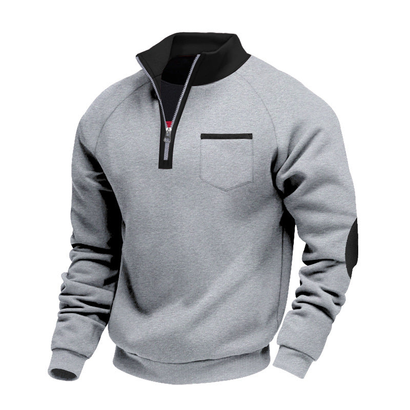 Men's Casual Zip-Up Sweater | Contrast Trim