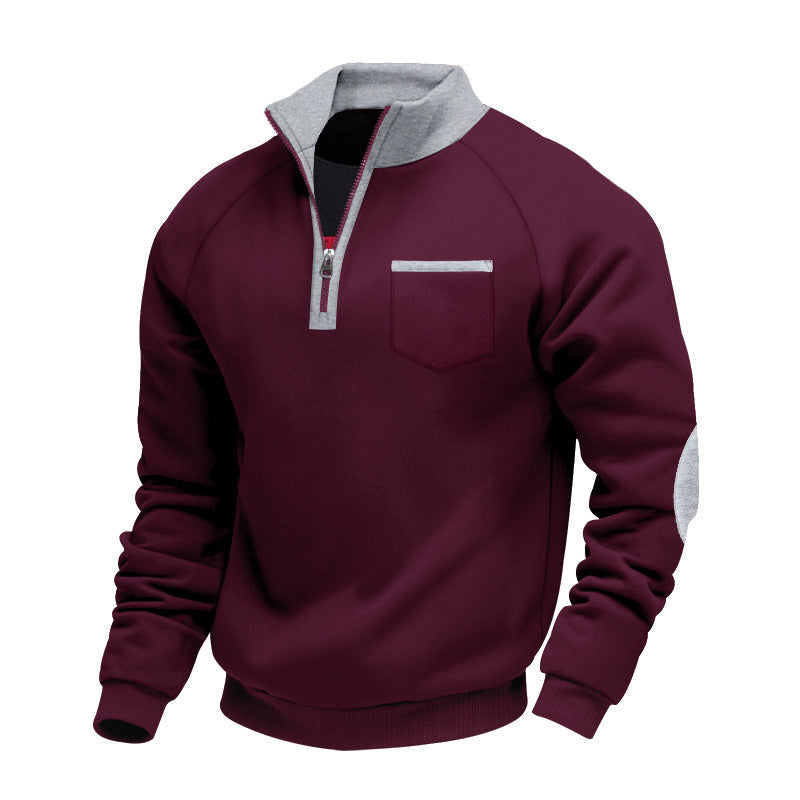 Men's Casual Zip-Up Sweater | Contrast Trim