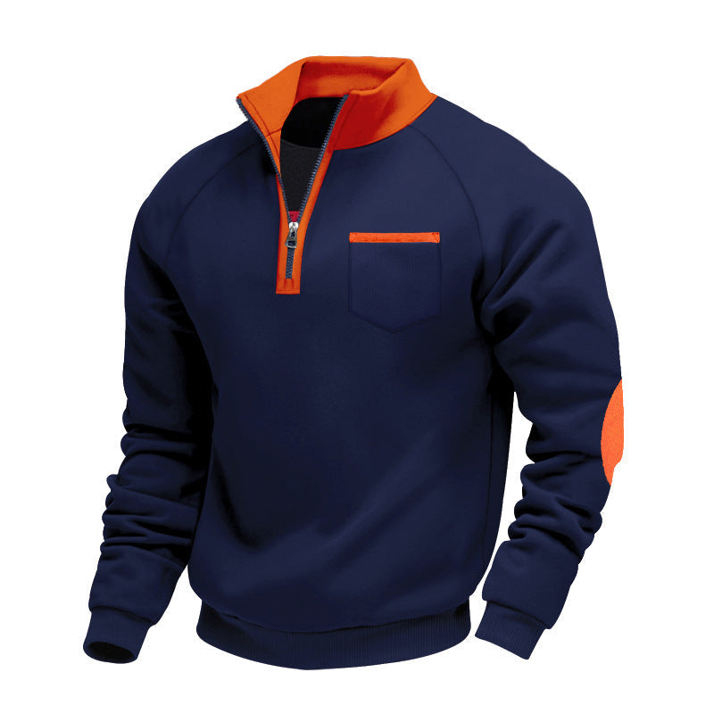Men's Casual Zip-Up Sweater | Contrast Trim
