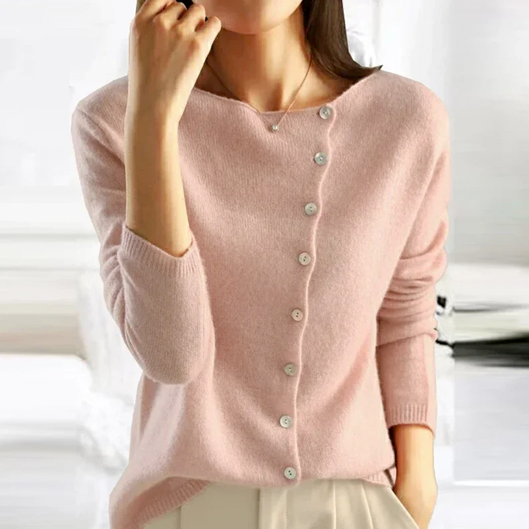 Women's Asymmetric Button Sweater | Warm