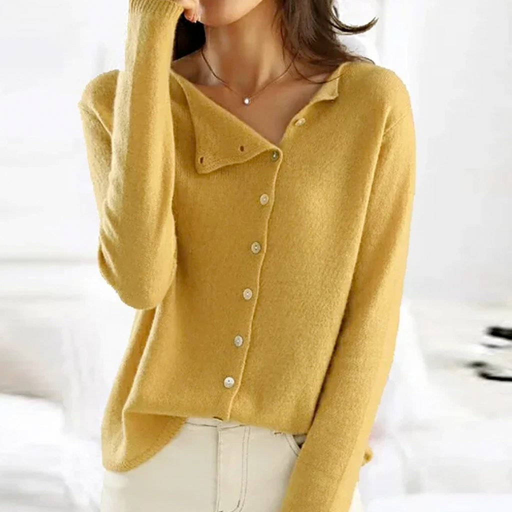Women's Asymmetric Button Sweater | Warm