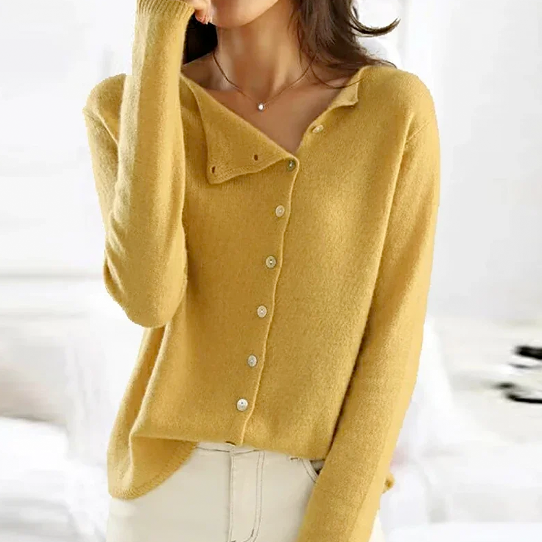 Women's Asymmetric Button Sweater | Warm